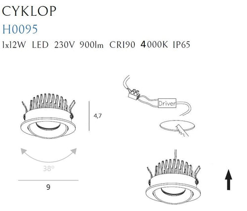 Spot Incastrat CYCLOPS H0095 4000K