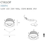Spot Incastrat CYCLOPS H0094 4000K