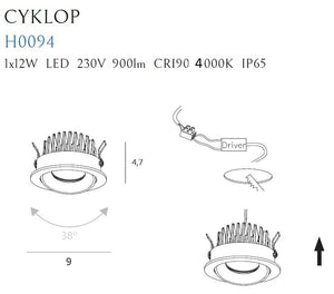 Spot Incastrat CYCLOPS H0094 4000K