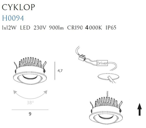 Spot Incastrat CYCLOPS H0094 4000K