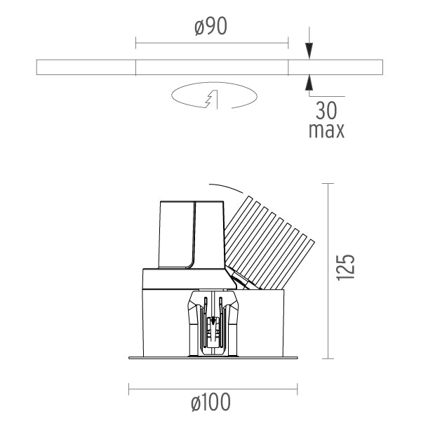 Spot Incastrat Light Sniper Adjustable Square 3200K 29° FLOOD 03.4699.14 Lucente - Home & Lighting