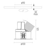Spot Incastrat Light Sniper Adjustable Square 3200K 29° FLOOD 03.4699.14 Lucente - Home & Lighting