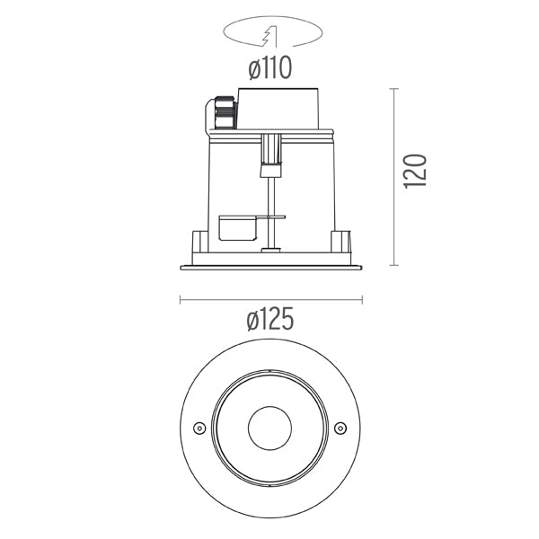 Spot Incastrat NEUTRON I Fixed Round Ceiling 07.9512.PB Lucente - Home & Lighting