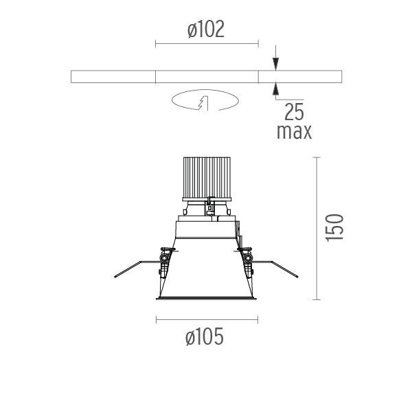 Spot Incastrat EASY KAP Ø105 Fixed 03.4462.GL Lucente - Home & Lighting