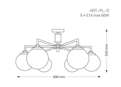 Lustra ARTU GLASS ART-PL-6(N)G Lucente - Home & Lighting