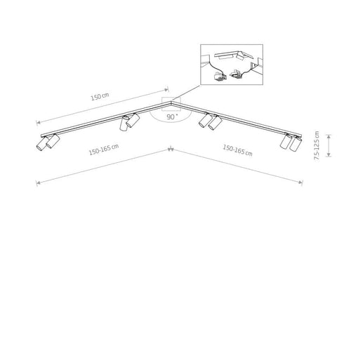 Plafoniera MONO CORNER VIII 2x150 7751 Lucente - Home & Lighting