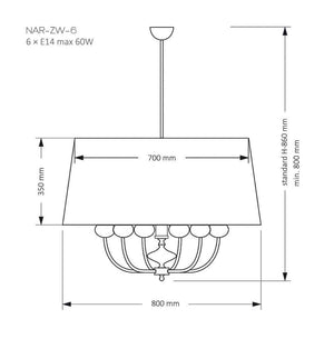 Lustra NARNI NAR-ZW-6(CC) Lucente - Home & Lighting