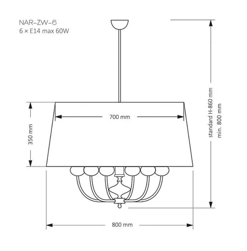 Lustra NARNI NAR-ZW-6(CC) Lucente - Home & Lighting