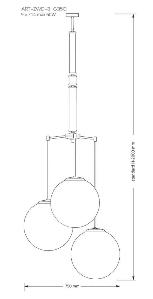 Lustra ARTU GLASS ART-ZWD-3(Z)G350 Lucente - Home & Lighting